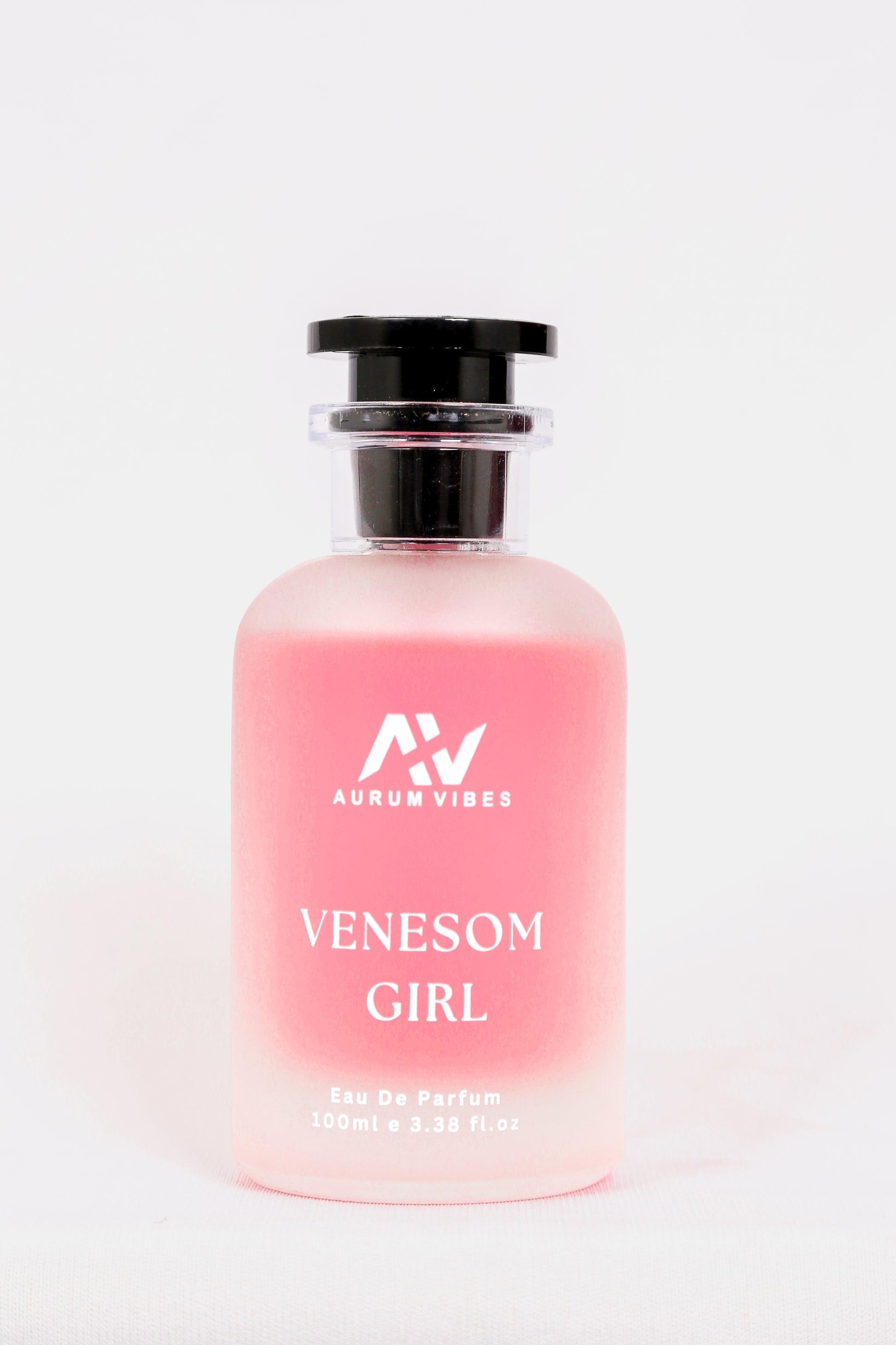 Venesom Girl perfume for women in a glass bottle with a pink liquid, 100ml Eau De Parfum