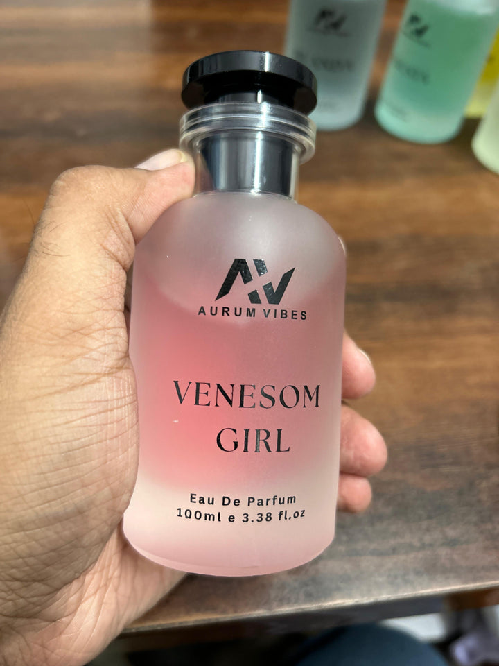 Venesom Girl perfume for women in a stylish clear bottle with a black cap and elegant design
