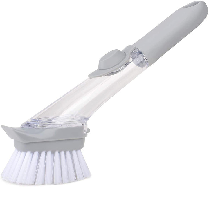 Superior eMart automatic dish scrubber brush with gray handle and white bristles for kitchen cleaning