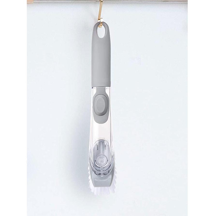 Superior eMart automatic dish scrubber brush with gray handle and clear soap dispenser