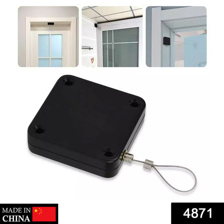 Automatic sensor door closer in black designed for hands-free door operation in home and kitchen settings