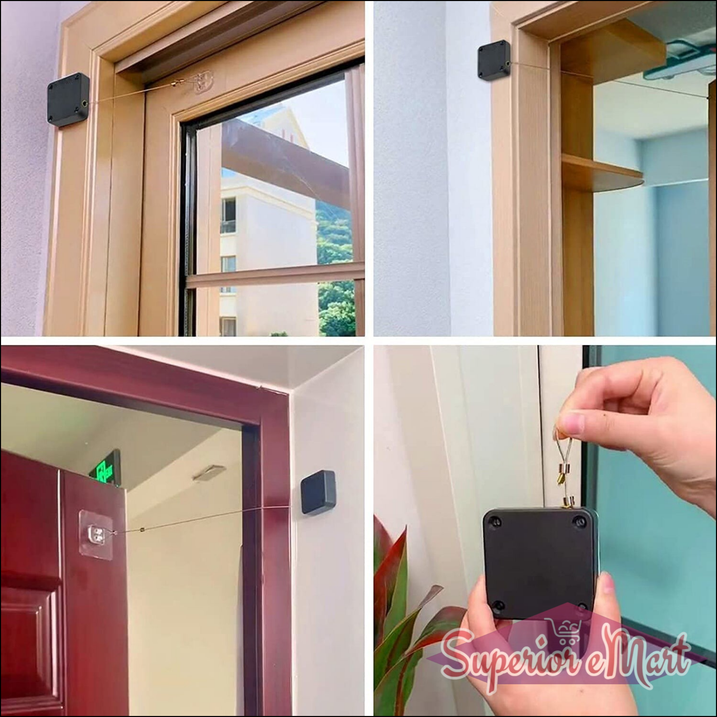 Automatic sensor door closer installation images showing its features and usage in home settings