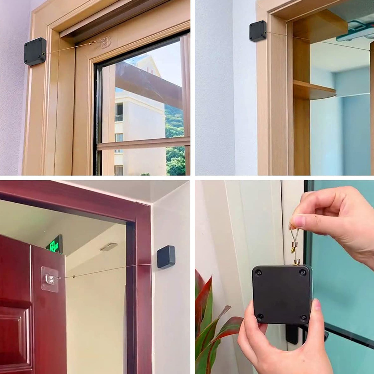 Automatic sensor door closer installation images showing its features and usage in home settings