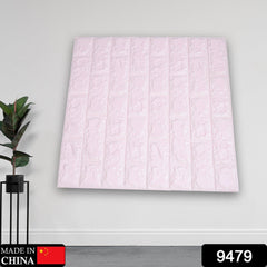 3D FOAM ADHESIVE WALLPAPER FOR LIVING ROOM. ROOM WALL PAPER HOME DECOR SELF ADHE - 9479_pink_brick_wallpaper_60x60cm_no2