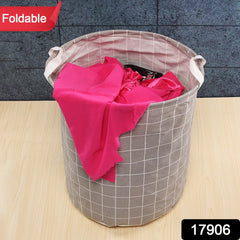 Folding Laundry Basket Round Storage Bag (1 Pc / 40 × 30 Cm) - 17906_round_foldable_laundry_basket