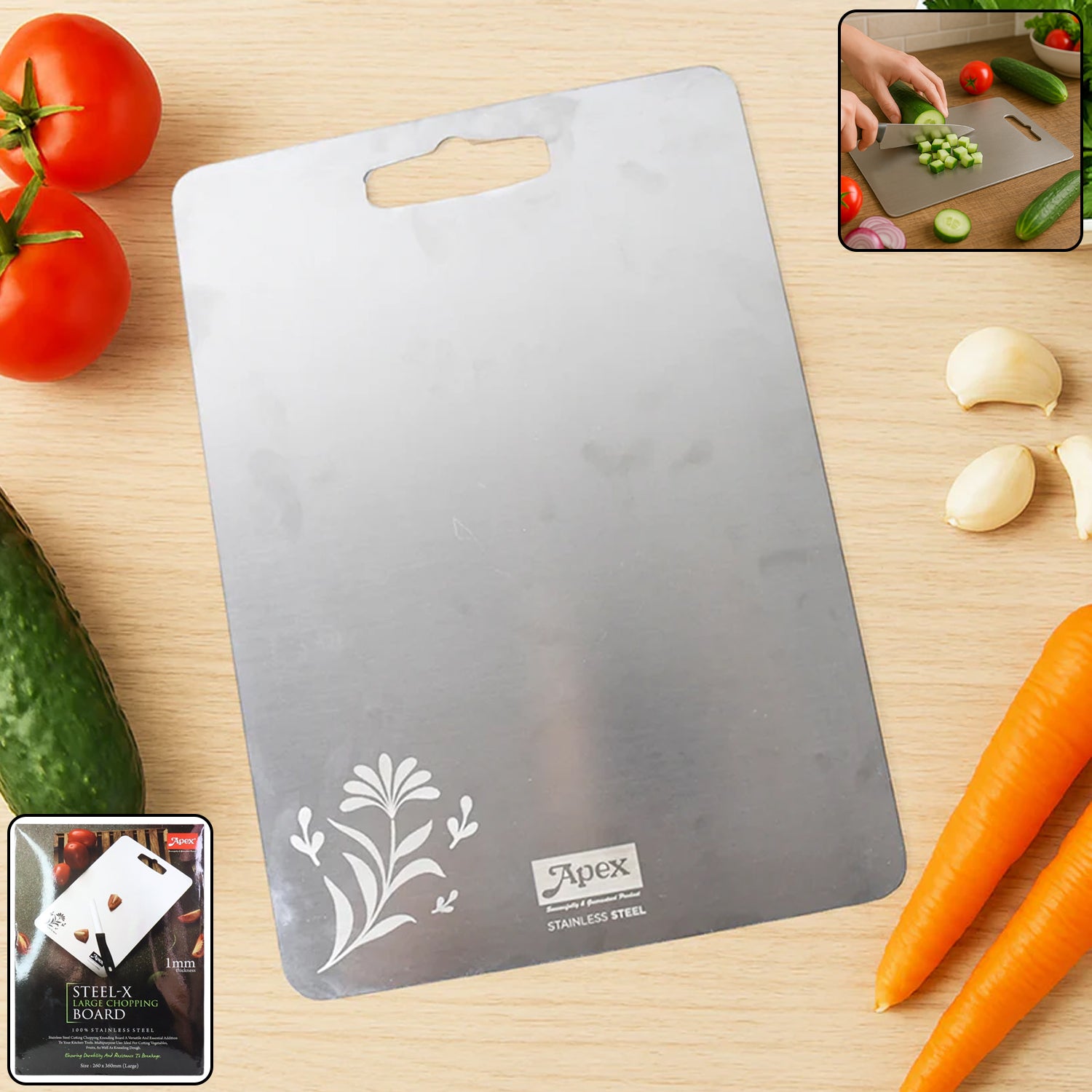 Stainless Steel Multipurpose Chopping, Cutting Board (260x360mm  1 Pc)