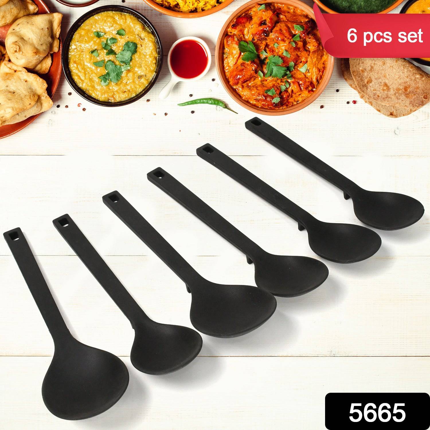 Multipurpose Silicone Spoon Silicone Basting Spoon Non-stick Kitchen Utensils Household Gadgets Heat-resistant Non Stick Spoons Kitchen Cookware Items For Cooking And Baking (6 Pcs Set) - Superior eMart