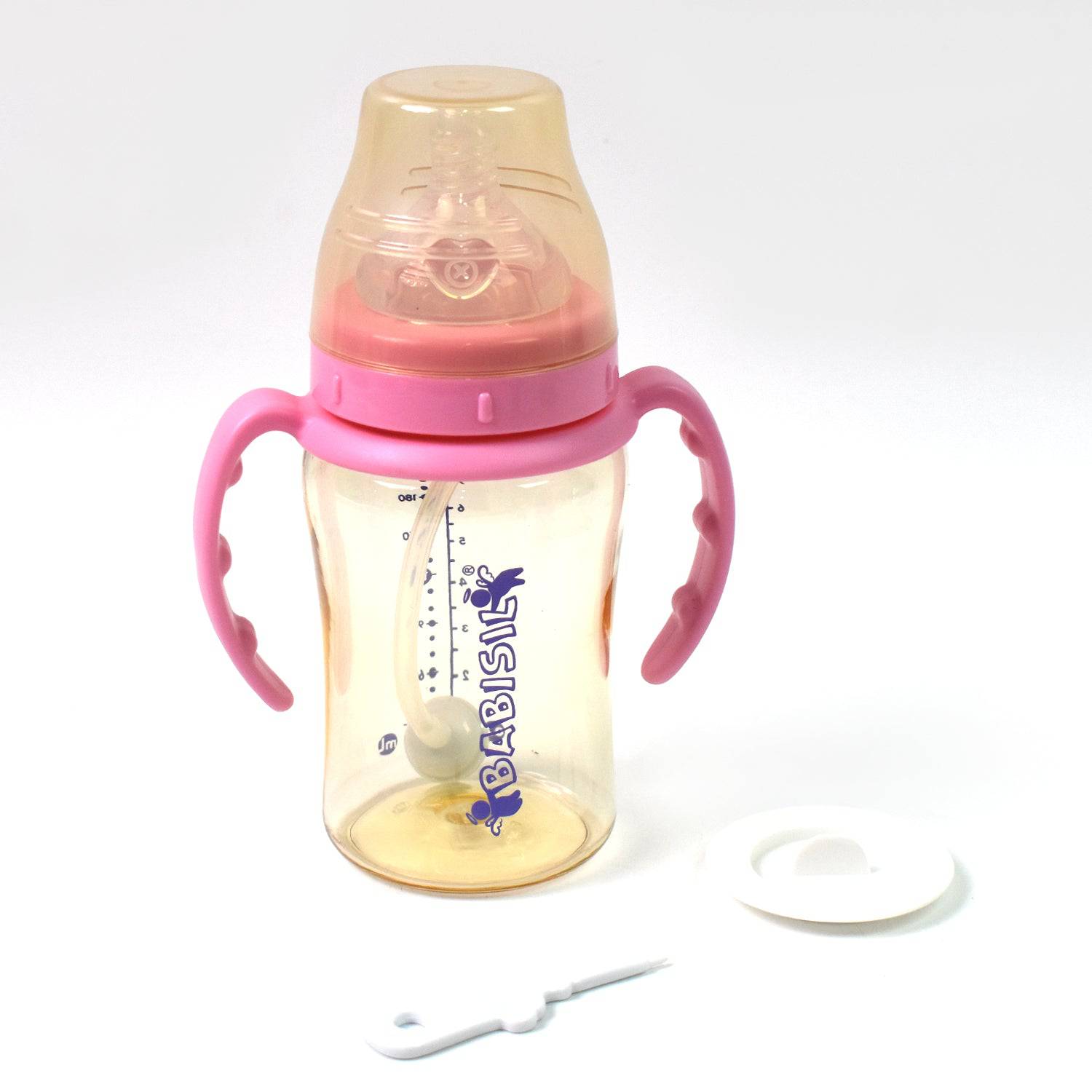 Plastic Baby Feeding Bottle With Handles  Straw (220 Ml  1 Pc) - Superior eMart