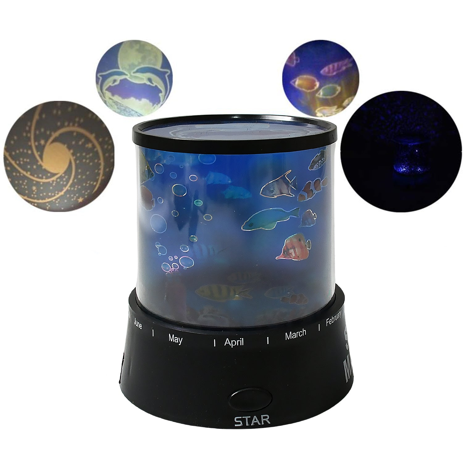 LED Projector Night Light Amazing Lamp, 3 Battery operated lamps, Rotation With  - 12870_fish_night_lamp_no4