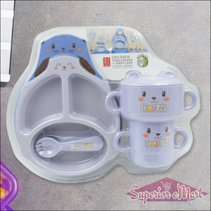 Baby Feeding Set For Kids And Toddlerschildren Children Dinnerware Set - Bamboo Fibre Feeding Set For Kids Cartoon Design Plate Cup Spoon Fork And Chopsticks Tableware Cutlery For Kids Microwave  Dishwasher Safe (7 Pcs Set)