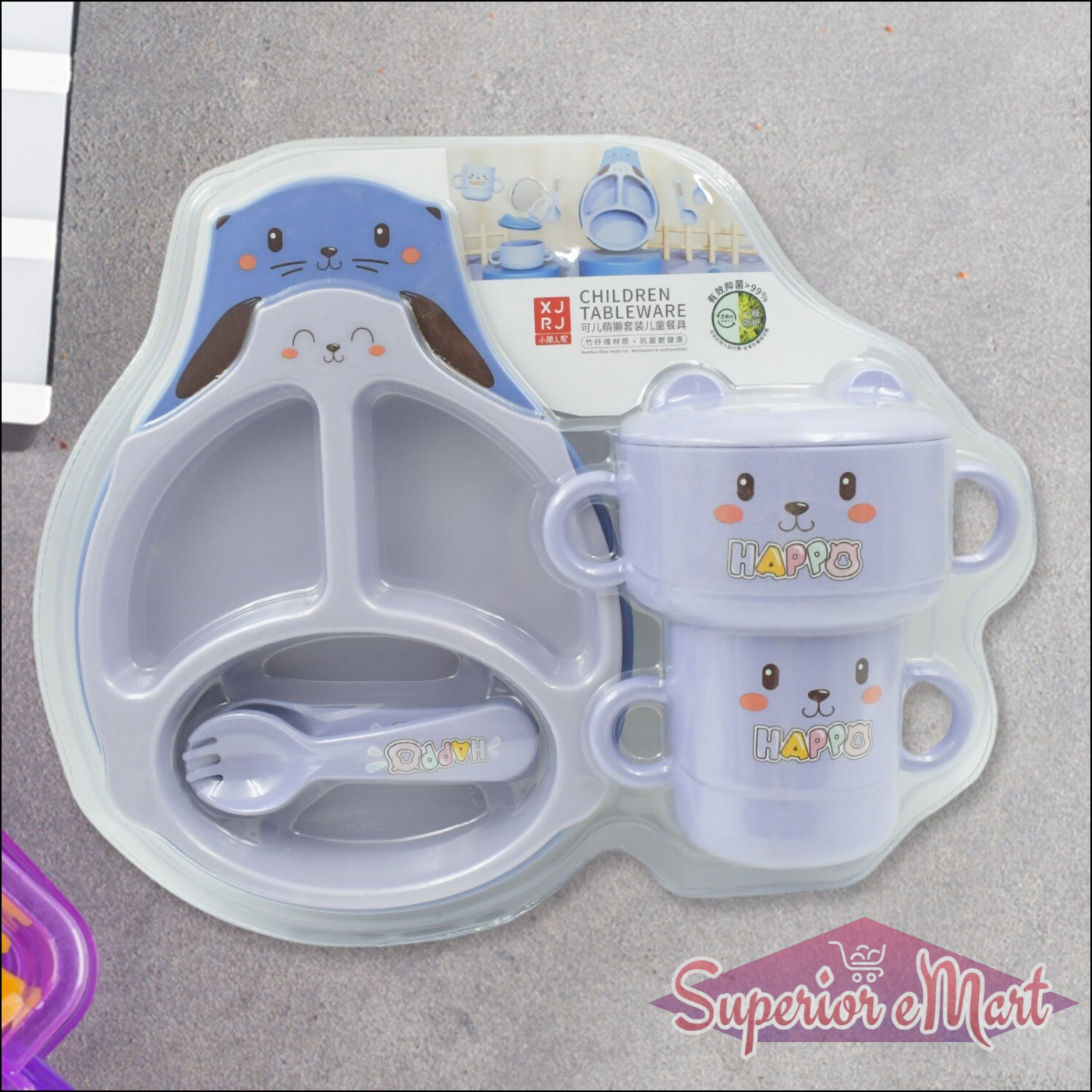 Baby Feeding Set For Kids And Toddlerschildren Children Dinnerware Set - Bamboo Fibre Feeding Set For Kids Cartoon Design Plate Cup Spoon Fork And Chopsticks Tableware Cutlery For Kids Microwave  Dishwasher Safe (7 Pcs Set)