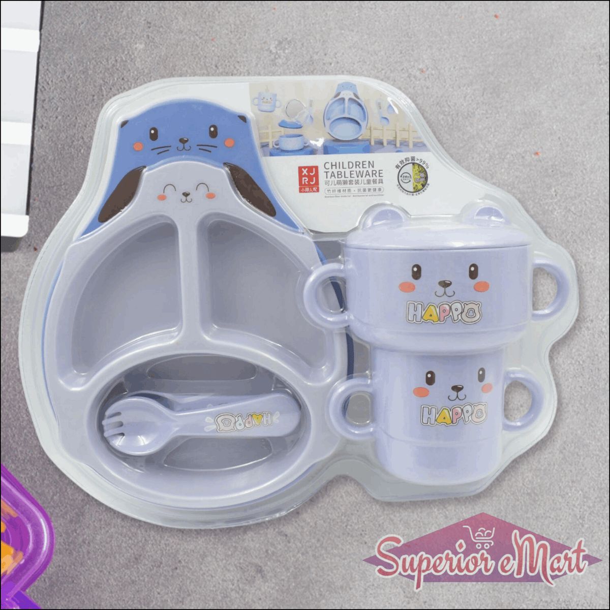 Baby Feeding Set For Kids And Toddlerschildren Children Dinnerware Set - Bamboo Fibre Feeding Set For Kids Cartoon Design Plate Cup Spoon Fork And Chopsticks Tableware Cutlery For Kids Microwave  Dishwasher Safe (7 Pcs Set)