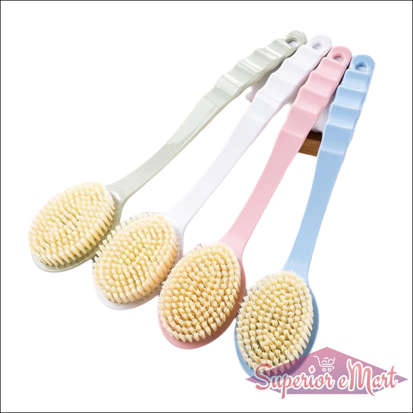 Back Scrubber For Shower Dry Body Brush Back Brush Long Handle (1 Pc) - Superior eMart