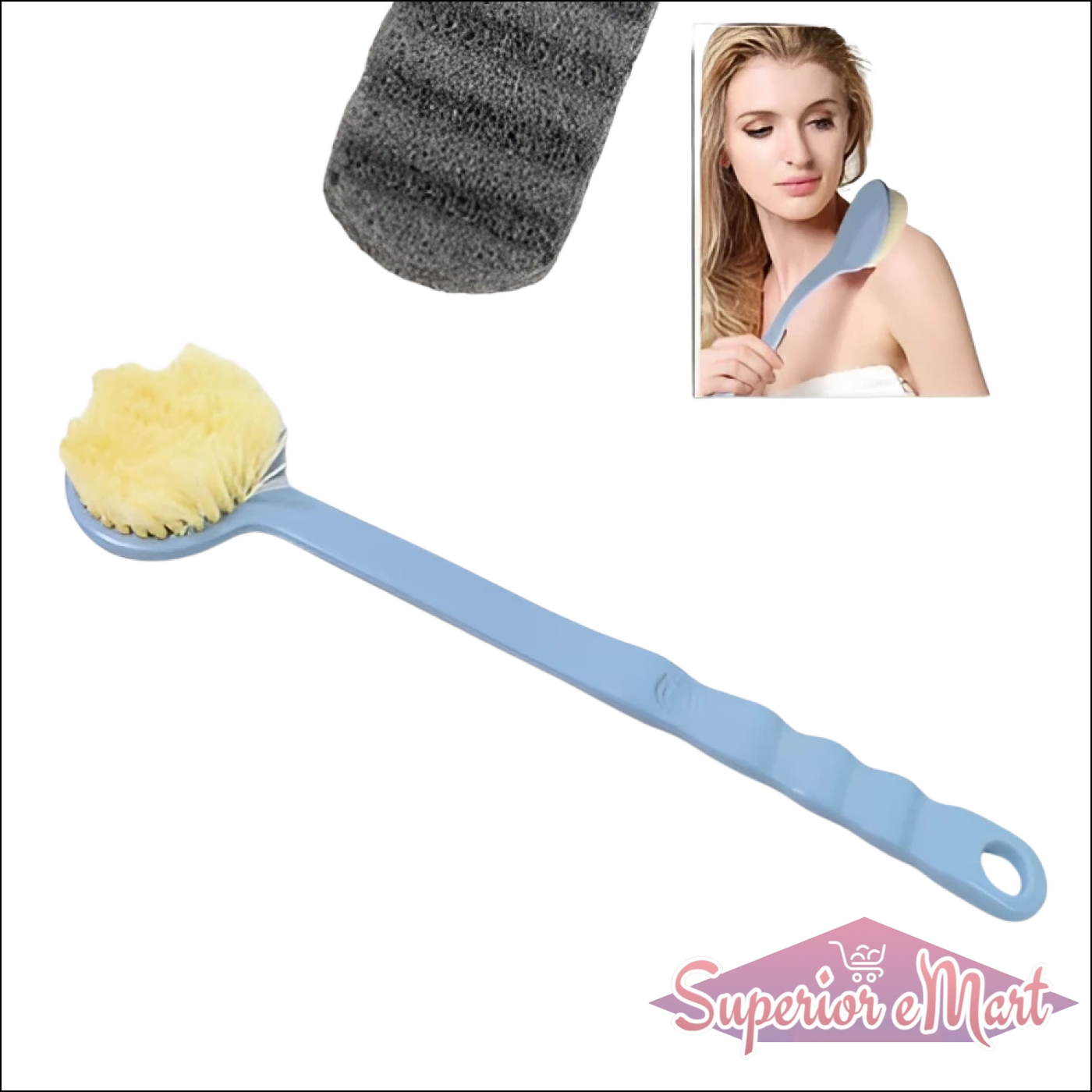 Back Scrubber For Shower Dry Body Brush Back Brush Long Handle (1 Pc) - Superior eMart