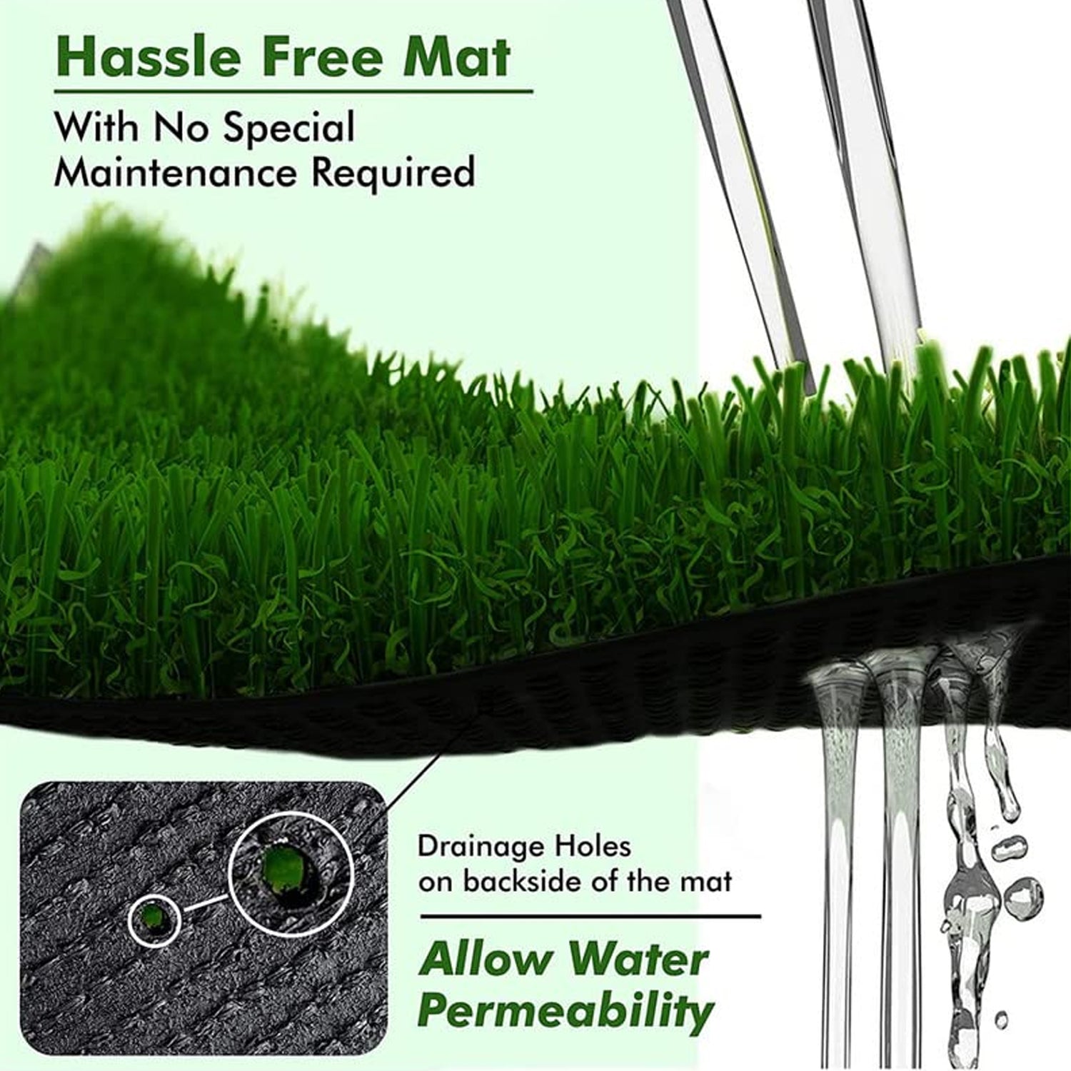 58x38cm balcony grass mat with drainage holes for hassle-free outdoor use and water permeability