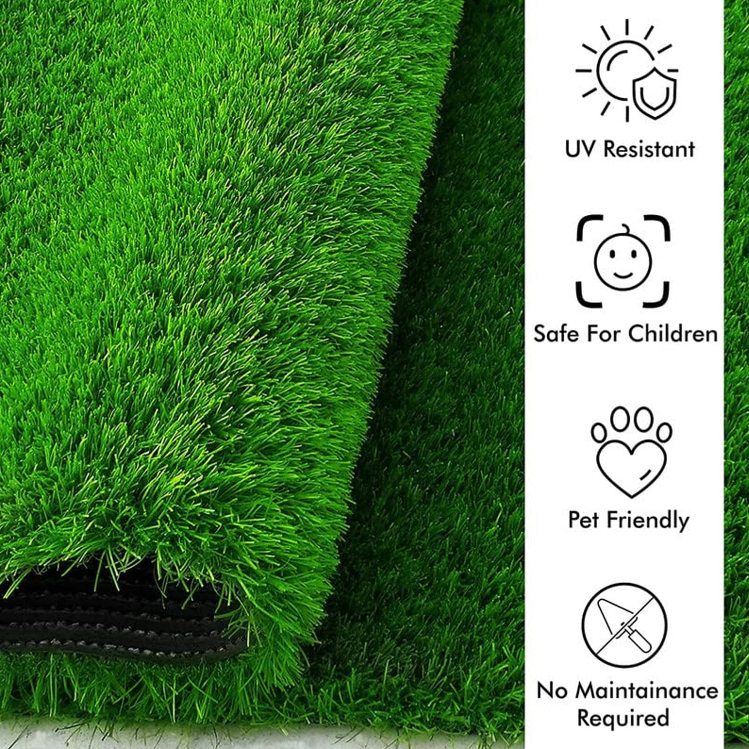 Luxurious 58x38cm balcony grass mat in vibrant green, UV resistant and pet friendly for outdoor comfort