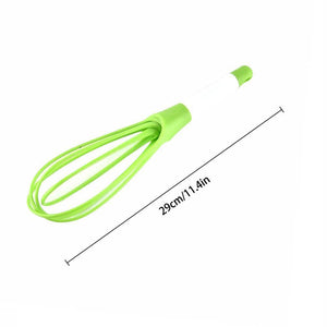 Green balloon whisk mixer for kitchen, 29cm long, ideal for mixing ingredients smoothly