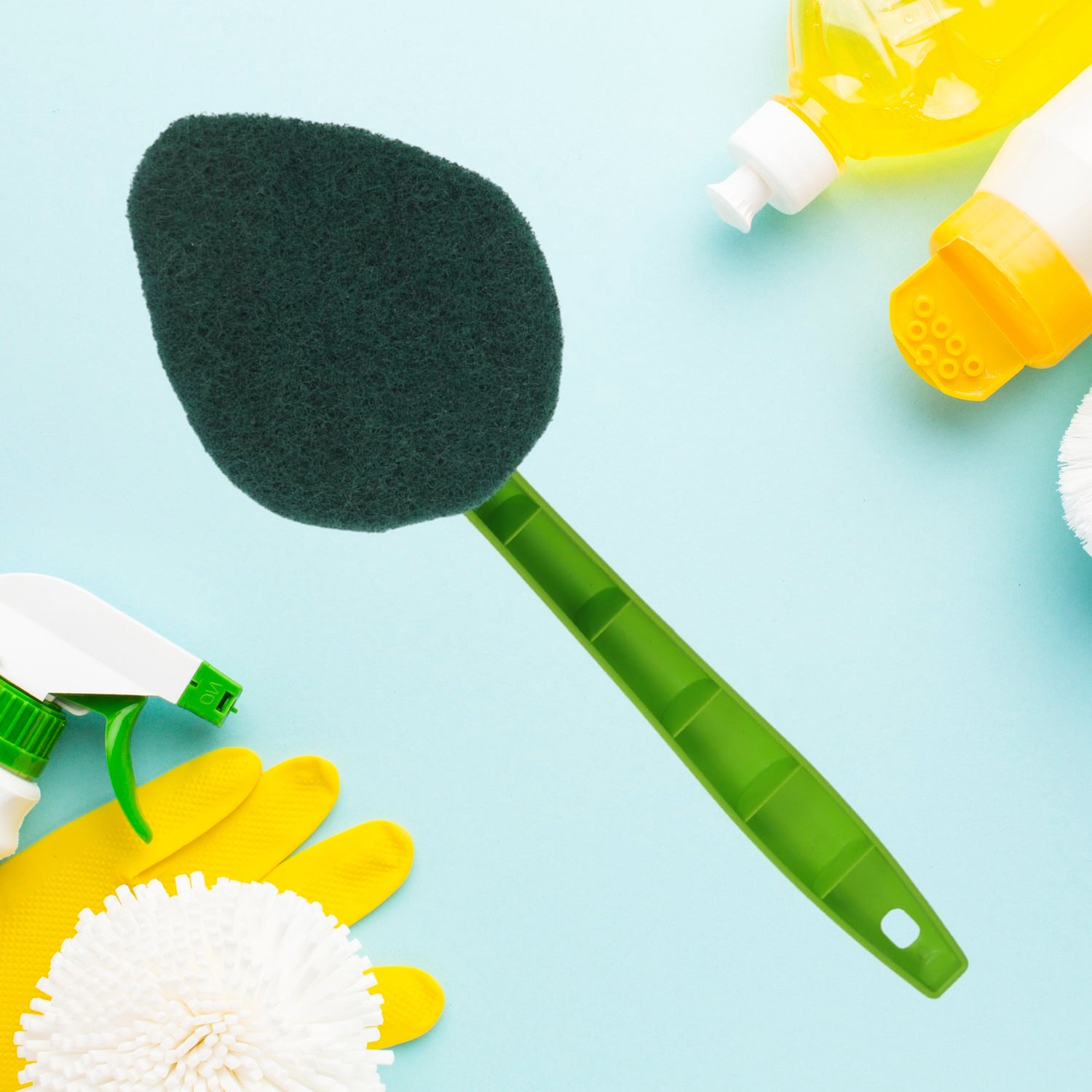 Superior eMart bathroom cleaning brush with a green handle and soft head for effective cleaning