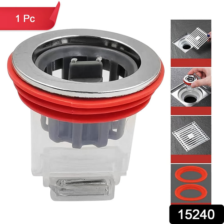 Superior eMart bathroom sink drain cover with red silicone seal and stainless steel rim for home kitchen use