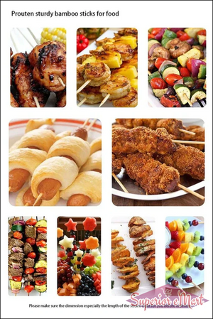BBQ, Kebab, Fruit Wooden Sticks (20cm) - Superior eMart