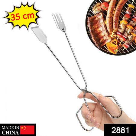 Multi functional BBQ tongs with 35 cm length, ideal for grilling and flipping meat on the barbecue