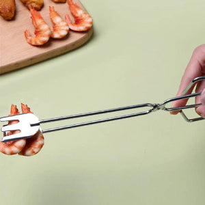 Multi functional BBQ tongs with stainless steel design for grilling shrimp and other foods