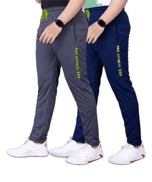 Track Pants for Men || Activewear Pants || Men’s Joggers Polyester with 2 Side Zipper Pockets Casual Trousers Stretchable (Sports | Gym | Yoga) (Green Sport)(Pack of 2)