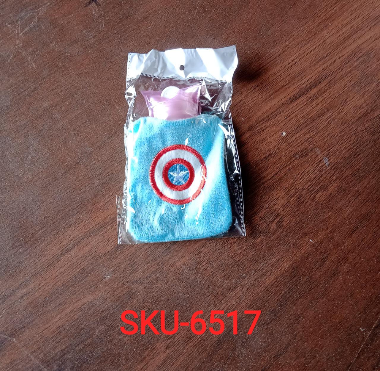 Captain America Print Small Hot Water Bag with Cover for Pain Relief - 6517_chb_captain_shield_hotbag