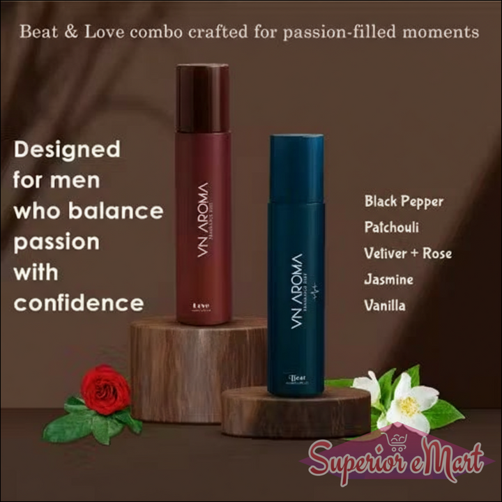 Beat and Love long lasting deodorant combo pack designed for men with floral and spicy notes