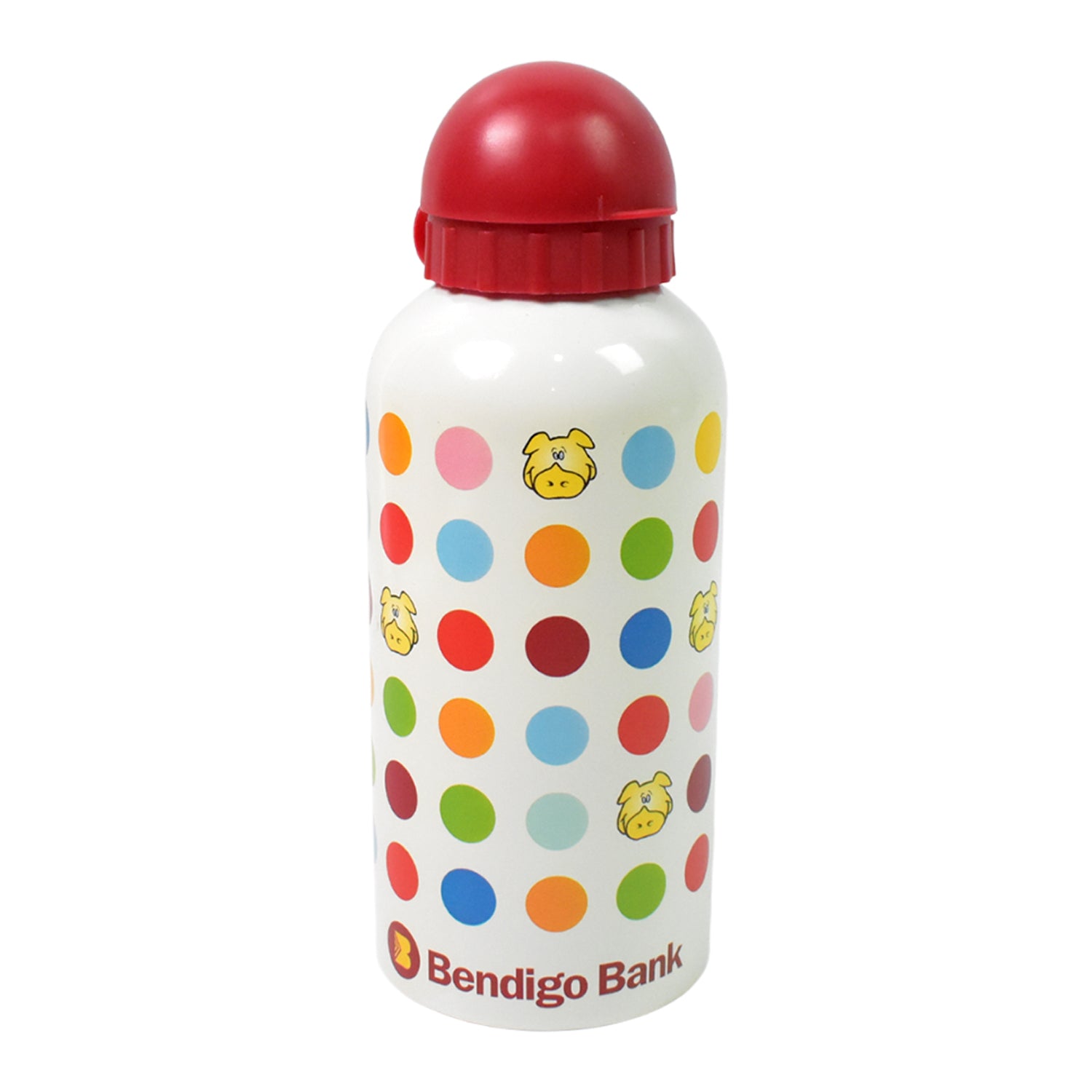 Aluminium Metal Sports Water Bottle 1 Pc 350 ml with colorful polka dots and red cap
