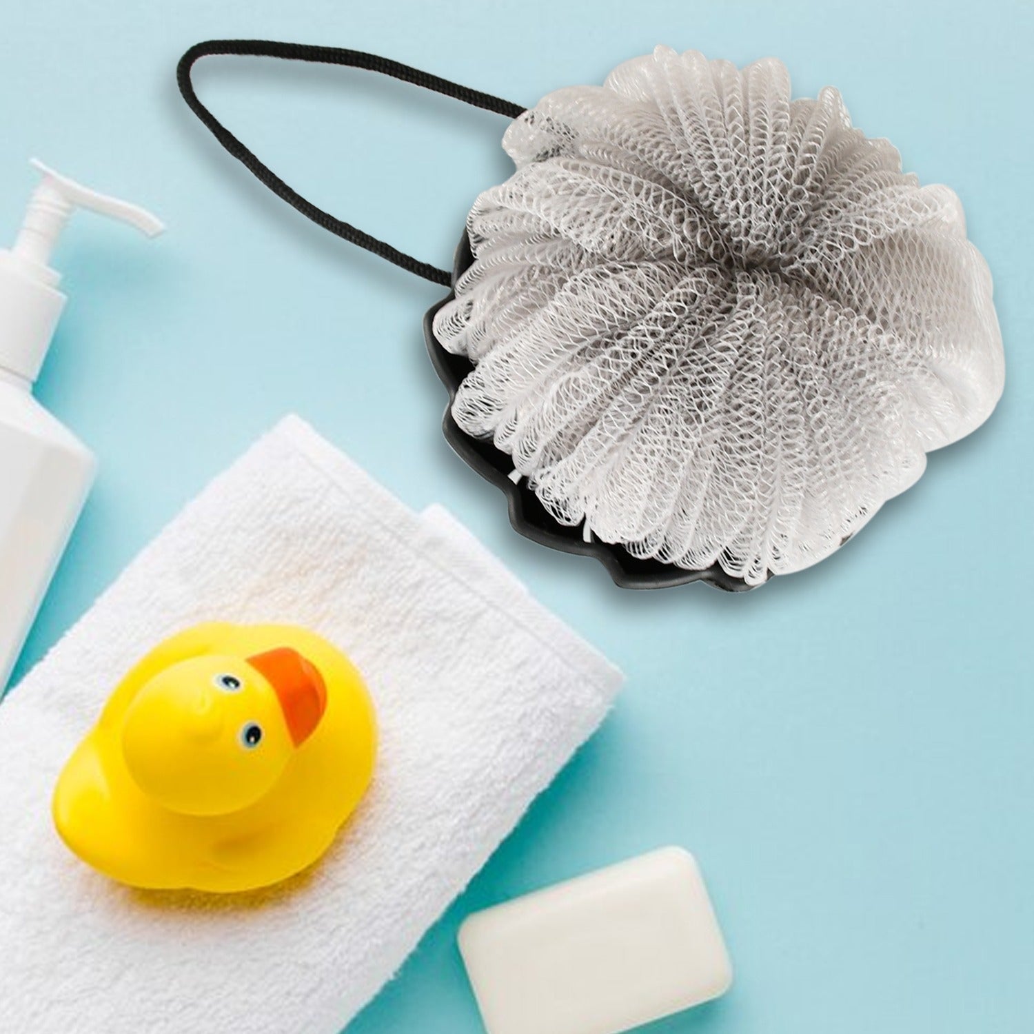 Shower Tool Duo 2-1 Shower Loofah Sponge and Exfoliating Body Scrubber for Showe - 12607_2in1_bath_loofah_n_scrubber