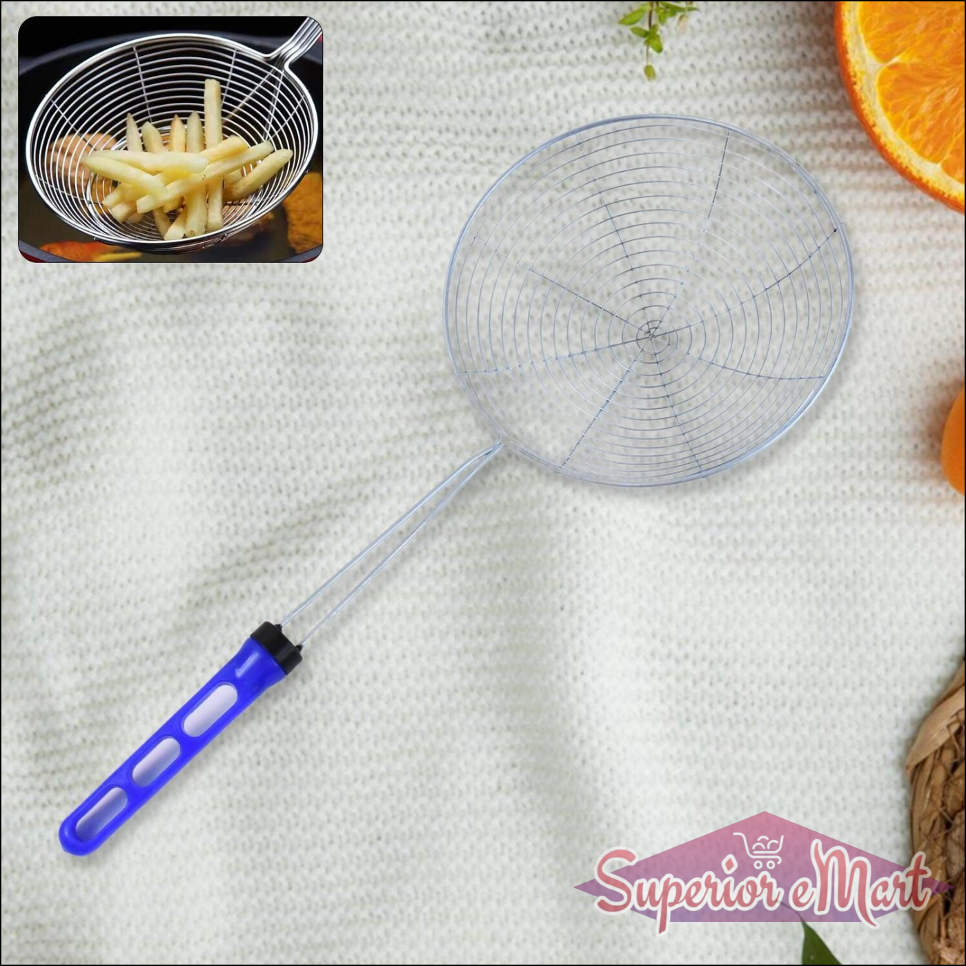 Big Stainless Steel Deep Fry Strainer with Handle - Superior eMart