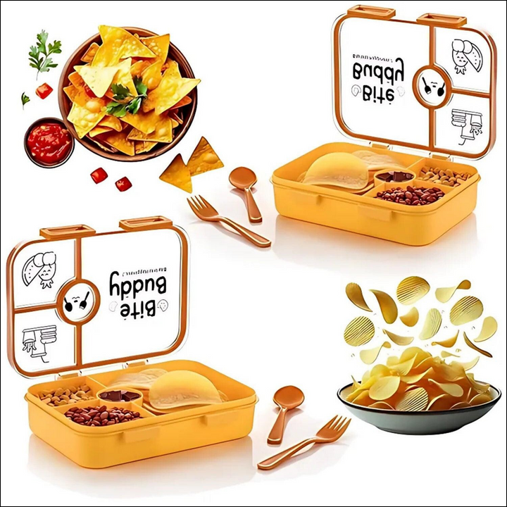 Leak resistant lunch box with compartments for secure food storage and easy meal organization