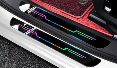 Black and neon car door entry guard pack of 4 with Honda logo acrylic threshold strips