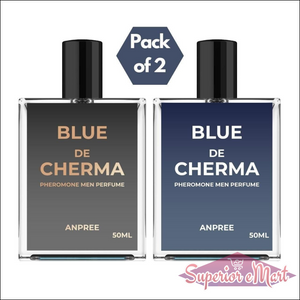 Pack of 2 Blue De Cherma men perfume bottles with pheromone for lasting fragrance