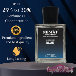 Nemat spray perfume bottle with promotional text on a dark background