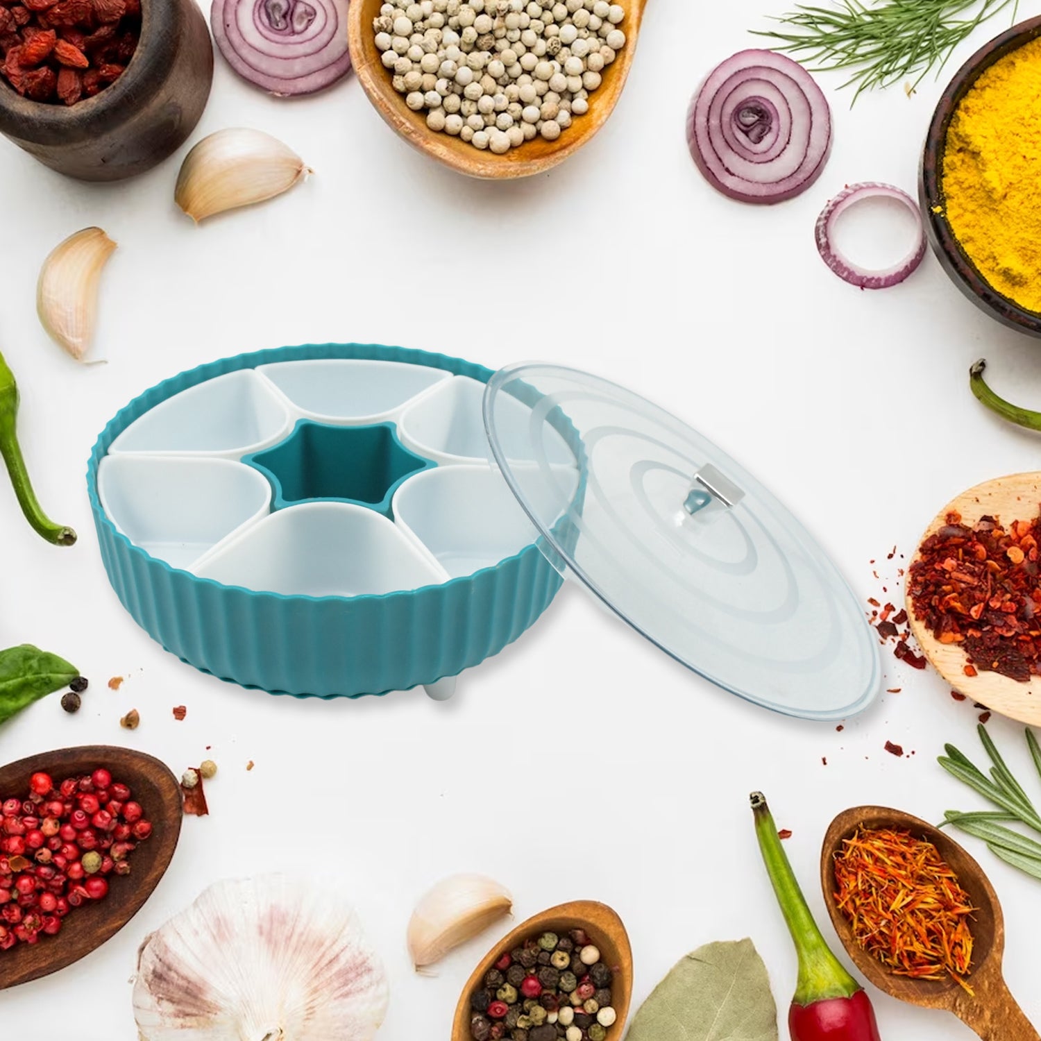 360 Revolving Spice Box / Dry Fruit Box / 7 Compartment Box