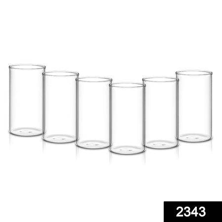 2343 Heavy Unbreakable Stylish Plastic Clear Look Fully Transparent Glasses Set 330ml (6pcs) - Superior eMart