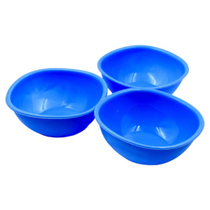 Three blue BPA free bowl set ideal for food preparation and serving dishes