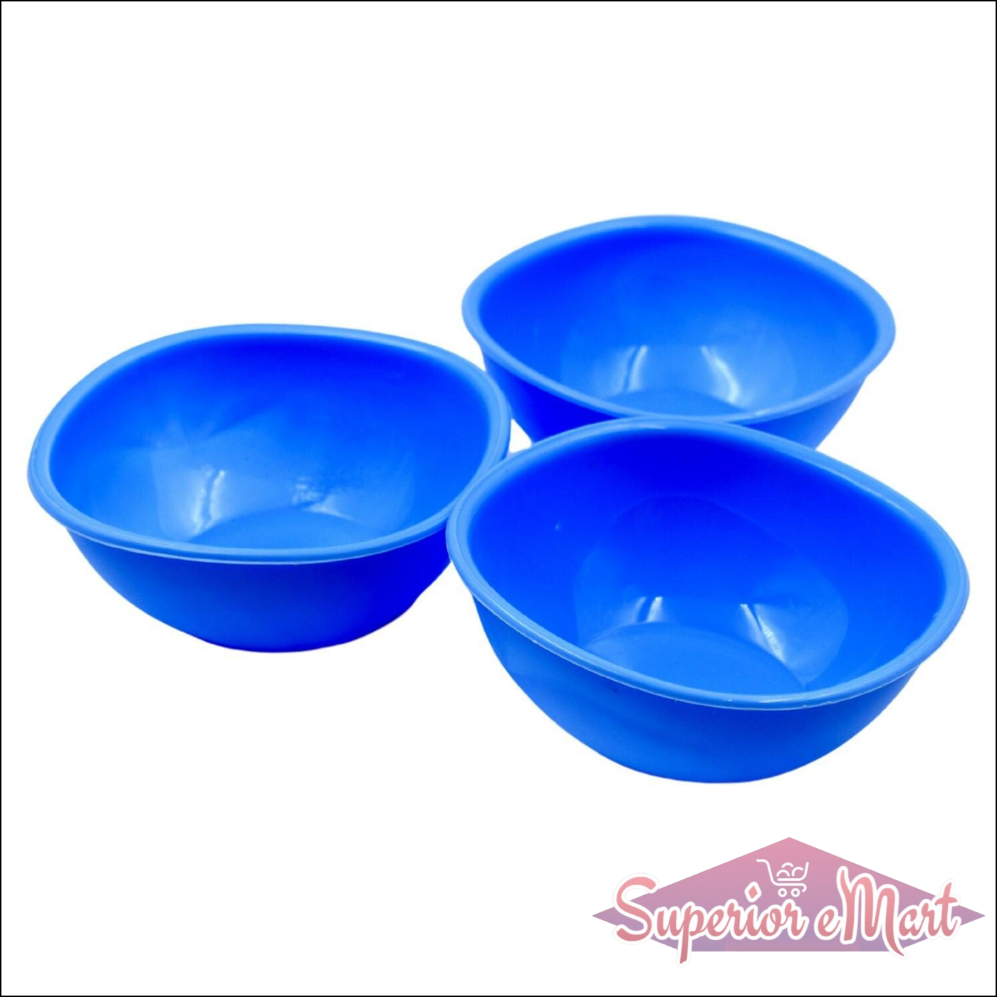 Three blue BPA free bowl set ideal for food preparation and serving dishes