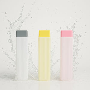Superior eMart BPA-free hydration water bottles in gray, yellow, and pink with splash water background