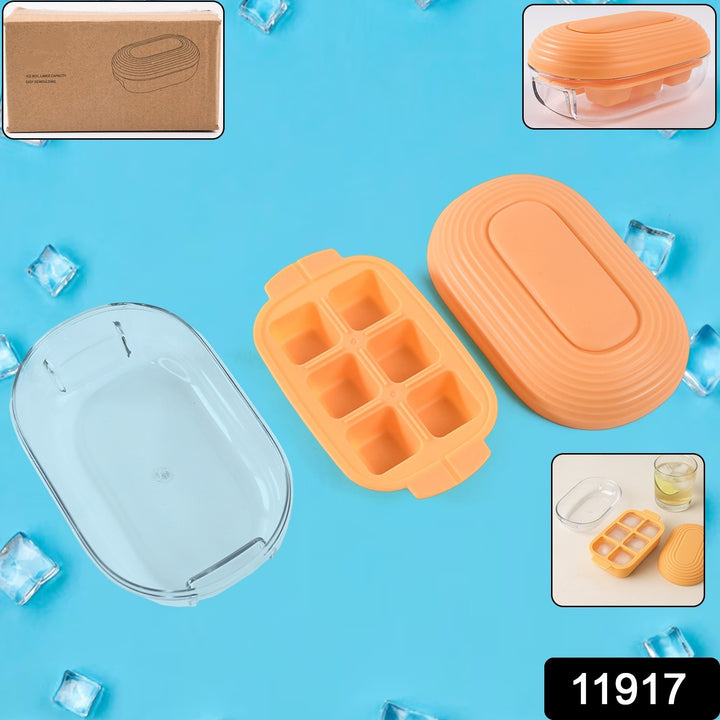 Superior eMart BPA-free ice cube trays with six compartments and airtight lid on blue background