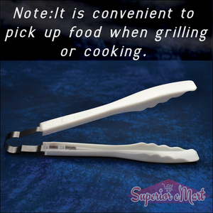Durable kitchen bread tongs in white for easy food handling while grilling or cooking