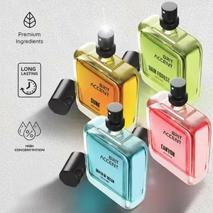 Essential nature perfume set featuring four unique fragrances in stylish bottles