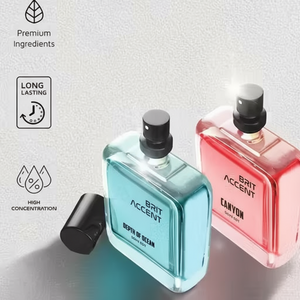 Brit Accent long lasting unisex perfume pack featuring Depth of Ocean and Canyon scents in stylish bottles