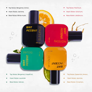 Luxury perfume gift set for women with four unique scents in colorful bottles