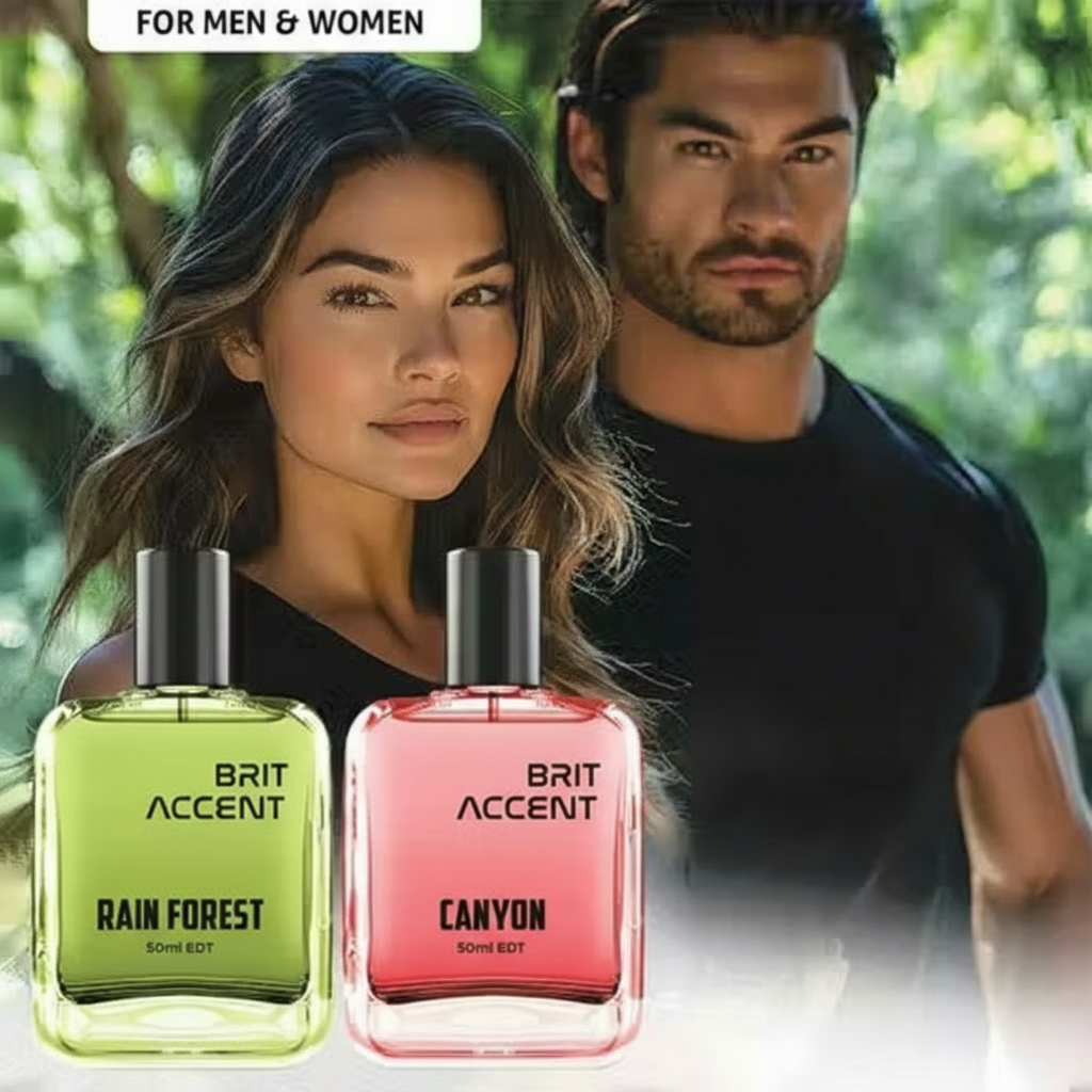 Brit Accent Rain Forest and Canyon Unisex Long-Lasting Perfume in Elegant Bottles for Men and Women