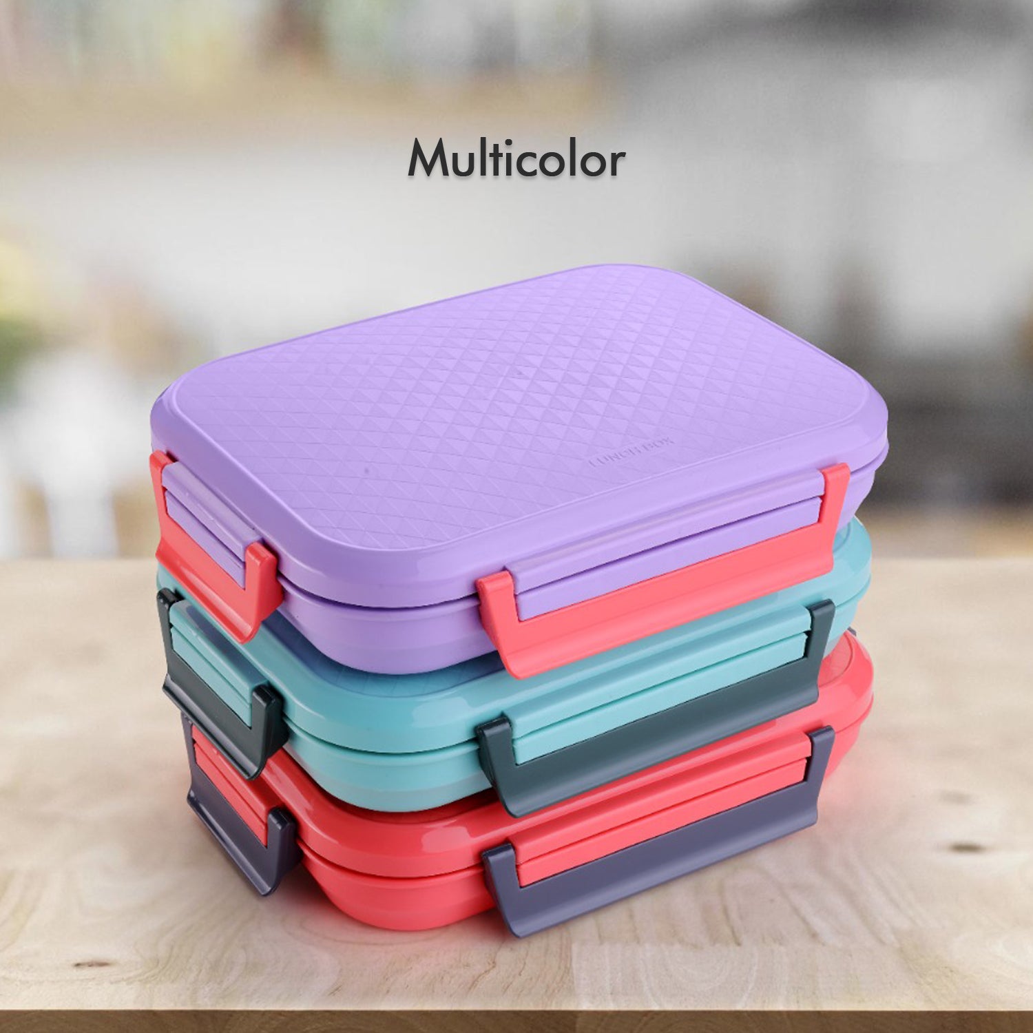 Superior eMart multi compartment lunch box for office in vibrant multicolor stackable design