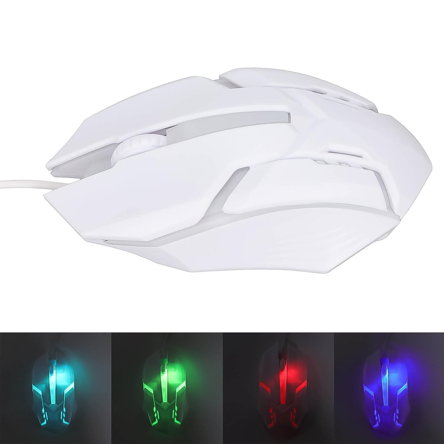 Usb Wired Mouse Gaming Mouse Colorful  Lighting Luminous  (1 Pc  Wihte) - Superior eMart