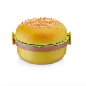 Burger Shape Lunch Box – Double Layer 1000ml Food Container with 2 Spoons for Kids - Superior eMart
